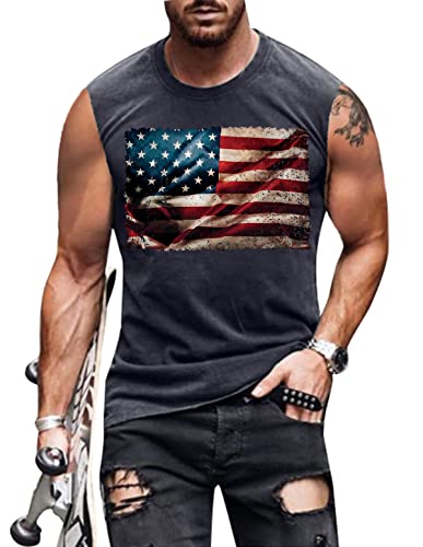 4th of July Shirts Mens Muscle Tank Top 1776 Sleeveless Graphic Gym Workout American Flag Shirt