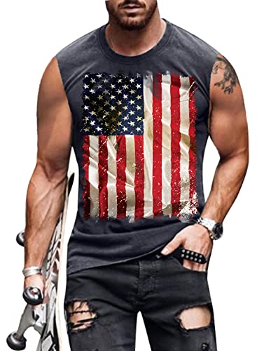 4th of July Shirts Mens Muscle Tank Top 1776 Sleeveless Graphic Gym Workout American Flag Shirt