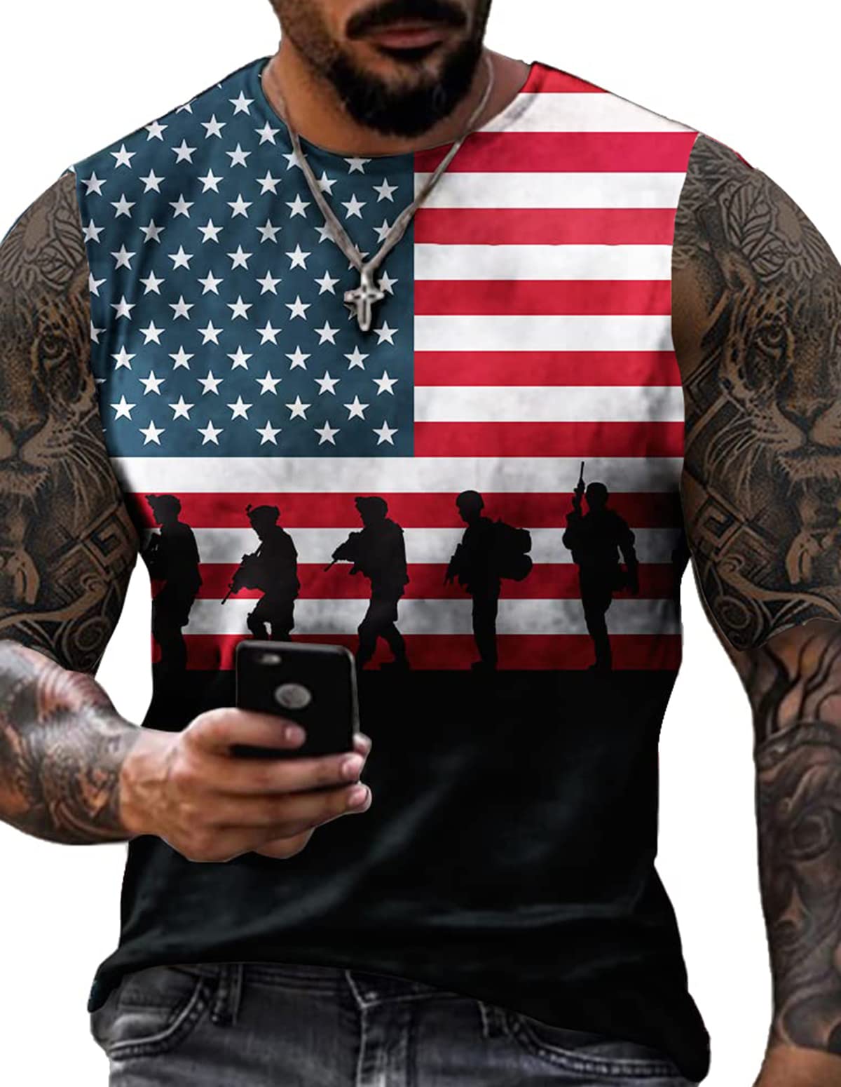 4th of July Shirts Mens Muscle Tank Top 1776 Sleeveless Graphic Gym Workout American Flag Shirt